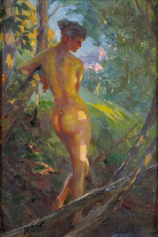 Ferdinand Max Bredt Letzte Sonnenstrahlen oil painting picture